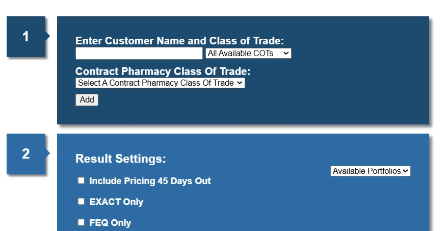 Invoice analysis setup: class of trade entry and result settings