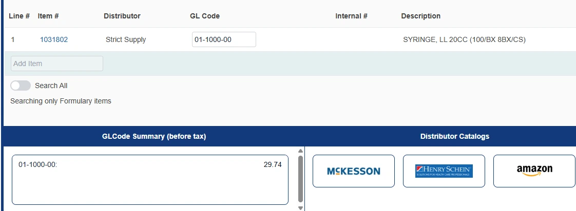 General Ledger codes are automatically pulled from your product guide when creating orders.