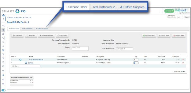 SmartPO order screen building separate purchase orders per vendor