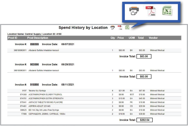Reports can be exported to popular data formats like Acrobat and Excel.