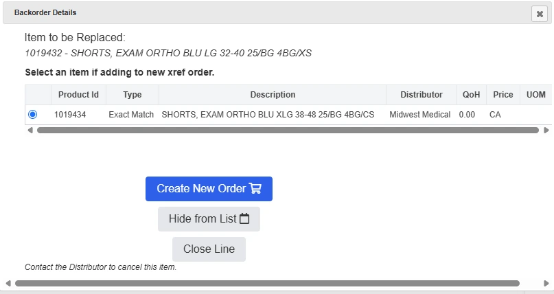 Item Cross Referencing makes it easy to find substitutes when an item is backordered or unavailable.